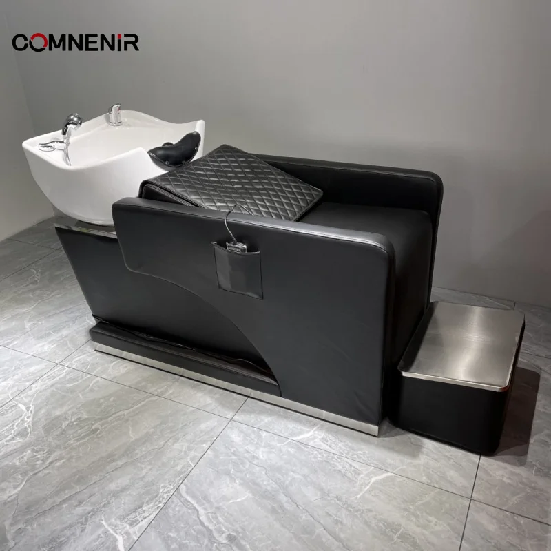 Synthetic Leather Headspa Shampoo Bed with Salon Sink Comt Style Therapy Chair  Workshop Use