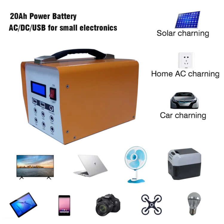 Портативная литиевая электростанция 100 Вт Корпус Abs 2 переменного тока 220 В чистая Синусоидальная волна выходная мощность перезаряжаемый генератор