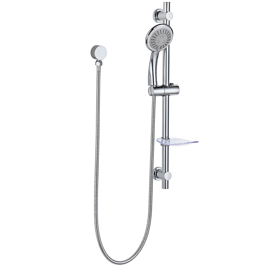 Shower Faucet Set with Valve Brushed Nickel Bathroom High Pressure Shower Head System ,Slide bar, shelf,