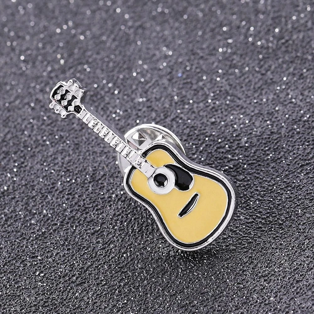 Custom Funny Bass Guitar Enamel Pin Small Musical Instrument Cute Cartoon Lapel Pin Metal Decorative Brooches Metal Badge