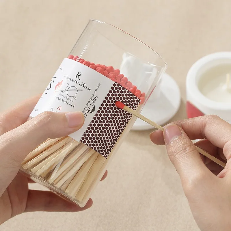 Hot Selling Colorful Matches Luxury cylindrical glass jar long 10 cm Sticks Safety Matches Personalized Matches