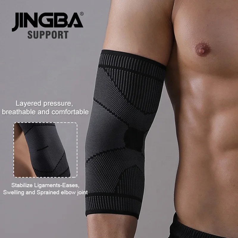 JINGBA Wholesale Elastic Knitted Tennis Arm Sleeve Compression Elbow Support Reduce Joint Pain During Any Activity