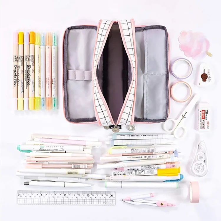 Pencil Case Big Capacity Pen Marker Holder Pouch Box Makeup Bag Oxford Cloth Large Storage Stationery Organizer with Zipper for