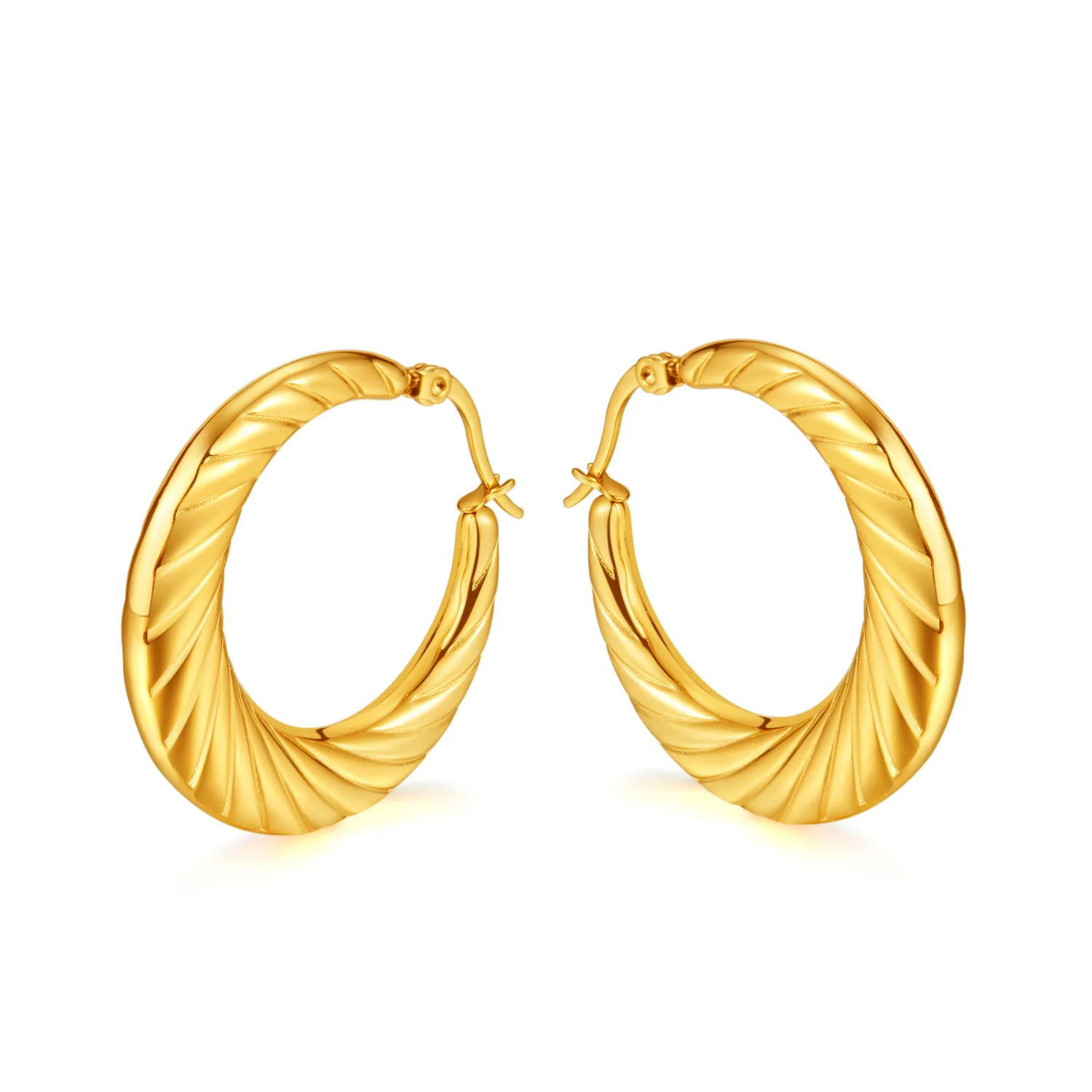 2023 Fashion Women Jewelry Gold Twisted Stainless Steel Twisted Hoop Stainless Steel Ball Hoop Threader Earrings