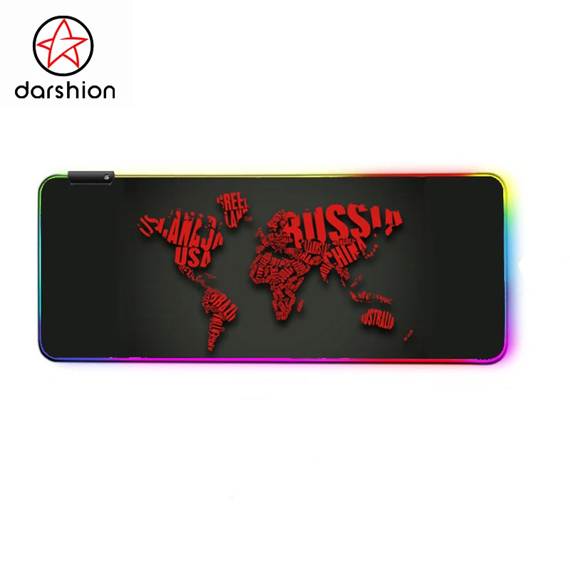 Glowing Rubber Desk Mat Large Size LED Mousepad Wold Map gms wt-5 rgb Gaming Mouse Pad