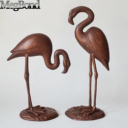 Cast iron flamingo metal sculpture large bird statues