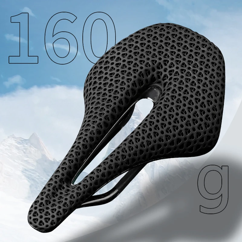 3D Printing Carbon Fiber Bicycle Saddle Ultralight Hollow Seat Comfortable Breathable Honeycomb Cushion for Mountain Road Bikes