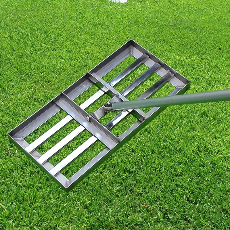 Stainless Steel Lawn Leveling Rakes Lawn leveler Tool with Long Handle for Garden Grass Golf Field