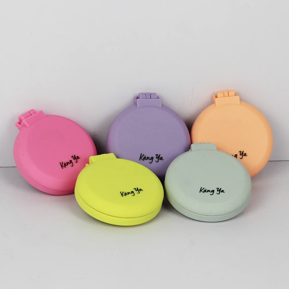Customized Logo Portable  Pocket Small Travel Detangling Massage Airbag Hair Combs Circular Safety Mini Folding Mirror Comb