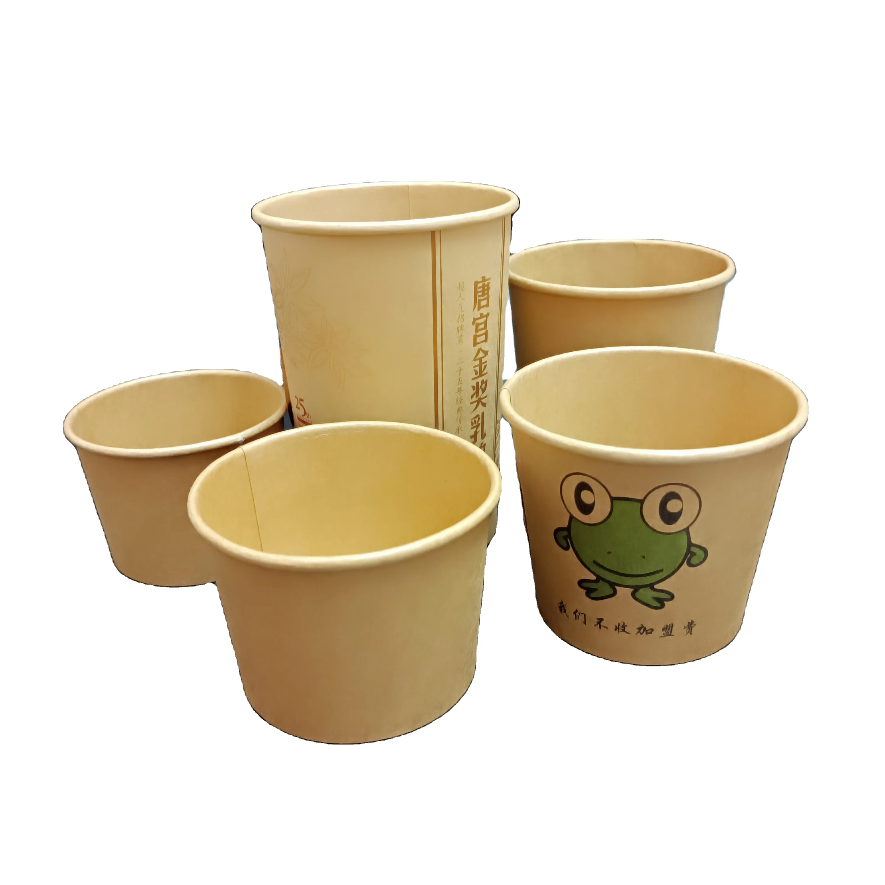 SP1687 Custom disposable hot soup bowls take away kraft paper fast food soup cup with PP Lid deli container for noodle