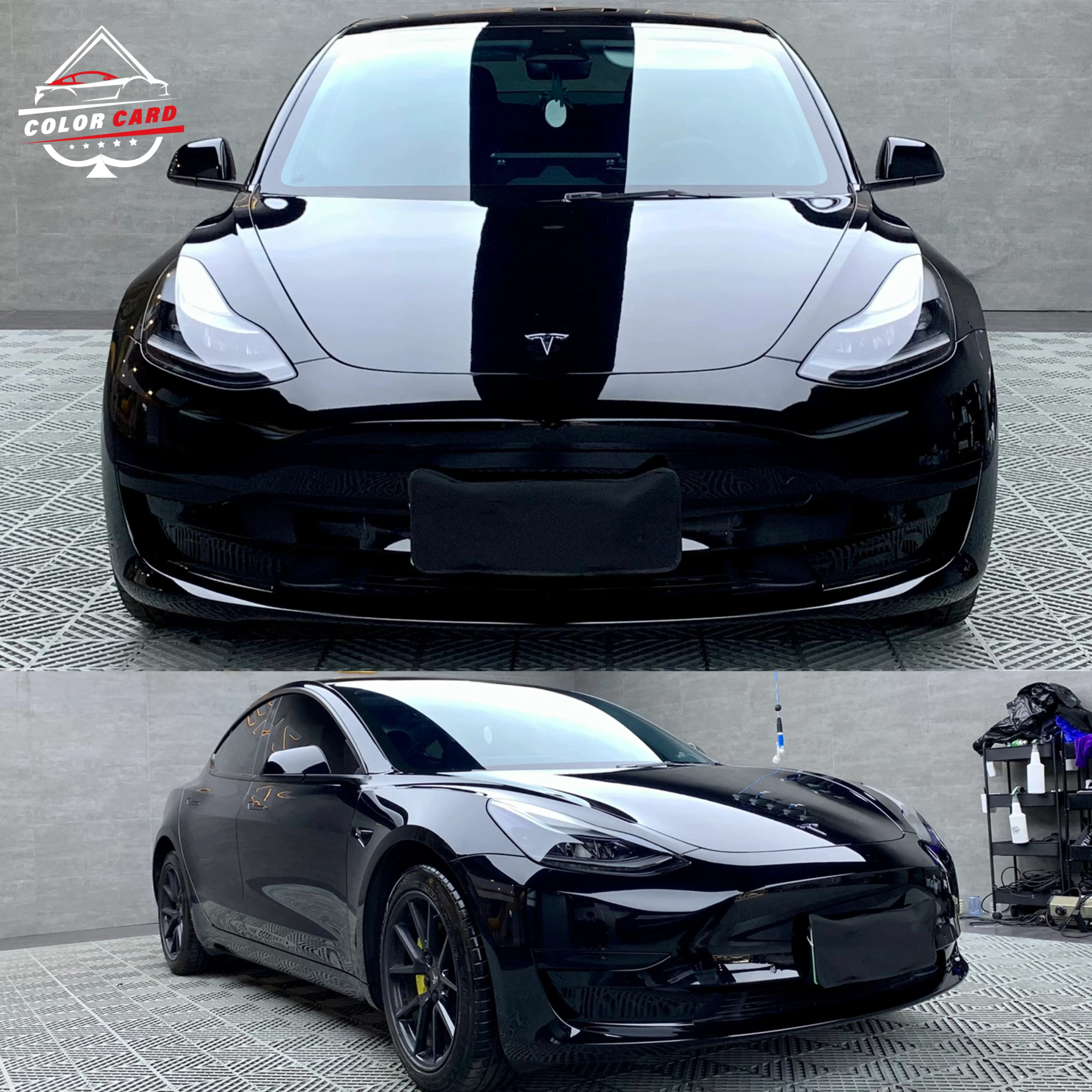 1.52*18M Fixable Crystal Super Gloss Piano Black Auto Repair PET Car Vinyl Wrap Gloss Dark Black Wrap Paint Protection Film