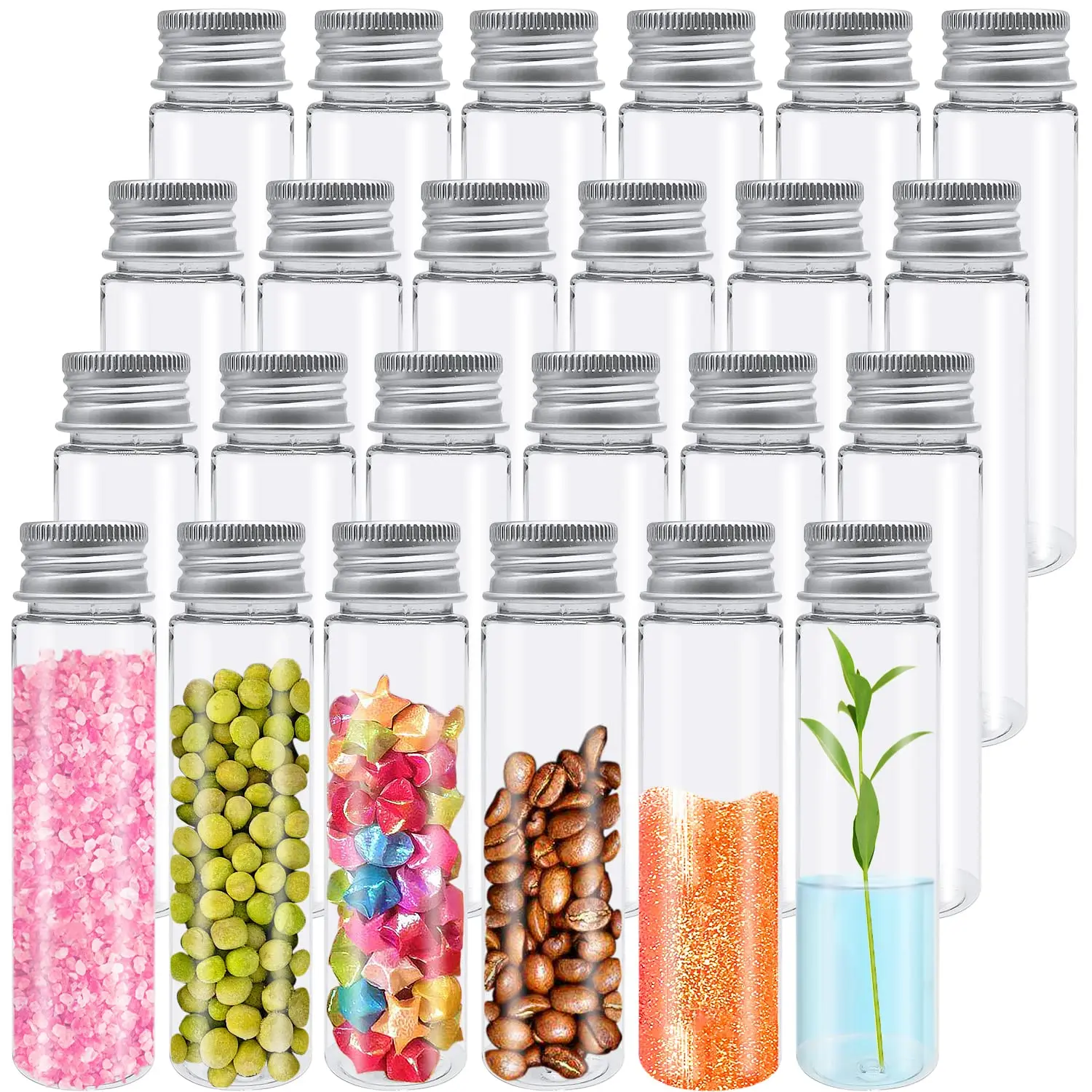 Plastic Test Tubes with Caps (50ml) 1.1x4.30 Inches/28x108 mm Gumball Tubes as Storage Containers for Candy, Beads, Po