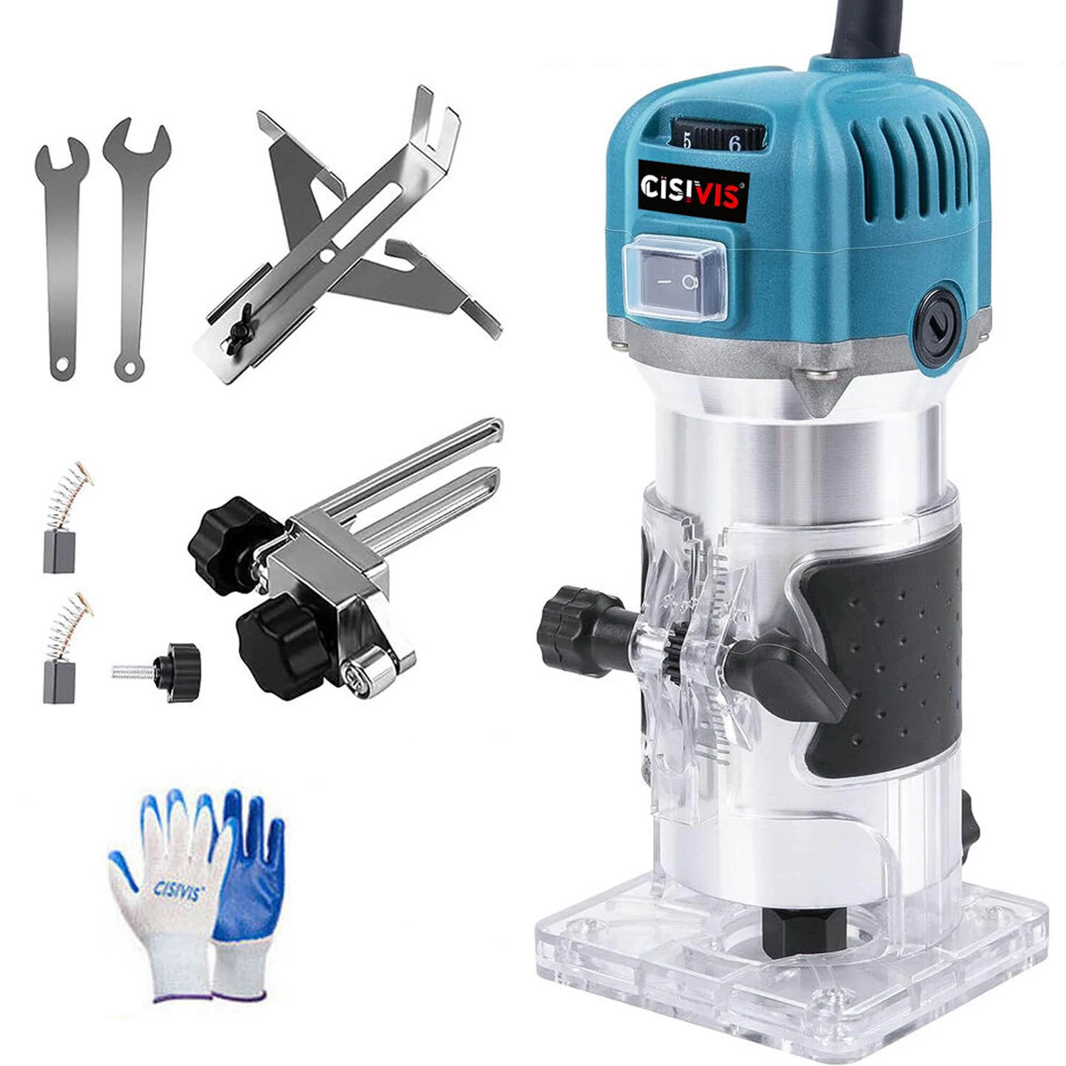 New 800W 6 Speeds Adjustable Electric Hand Woodworking Trimmer Palm Router kit