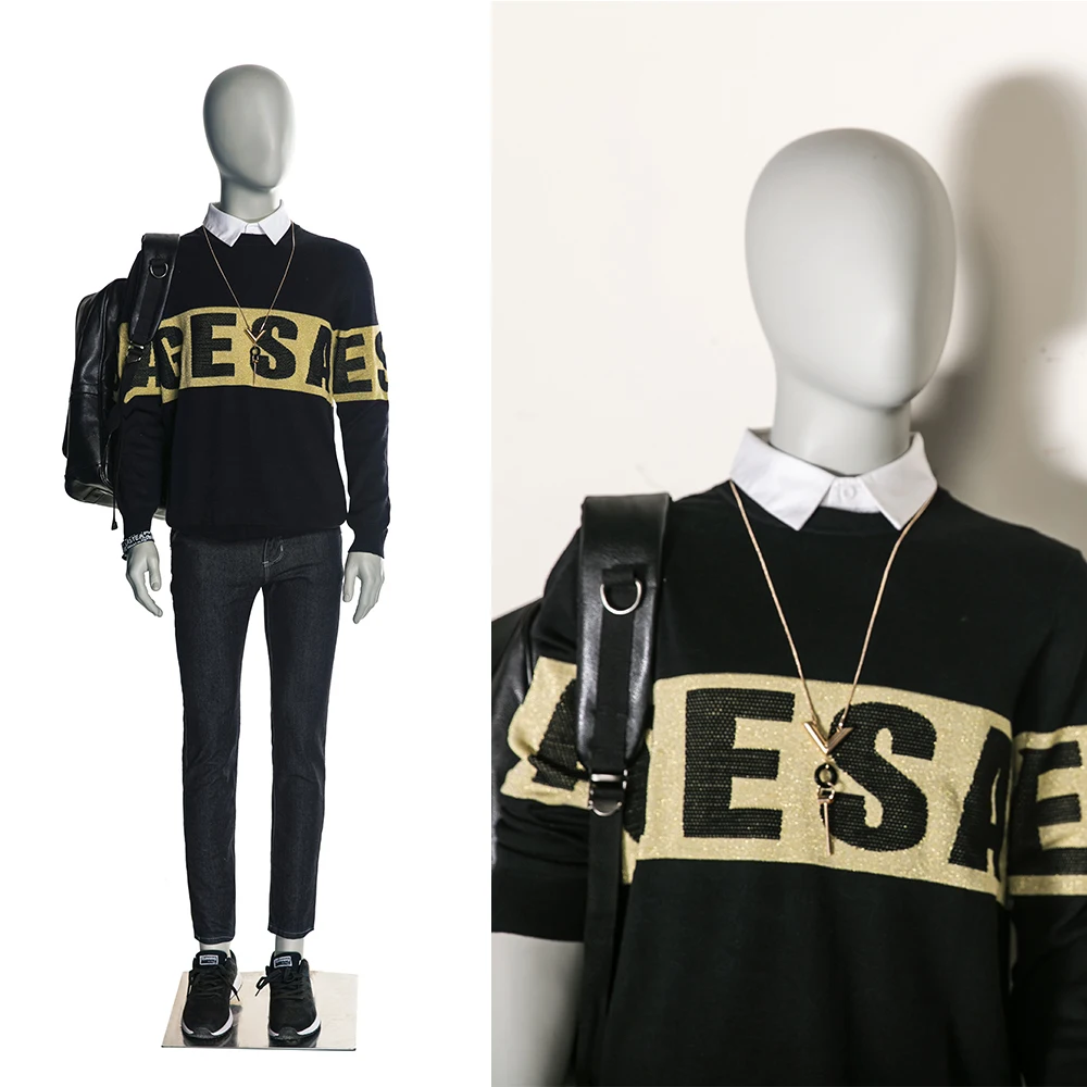 Customization Male Mannequins Cloth Store Display Fashion Full Body Light Grey Fiberglass Mannequin Dummy