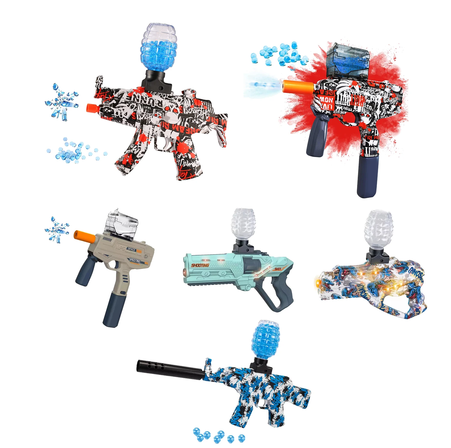 Amazon Hot Sell Safety Toy Automatic High Speed Gel water bullet ball gun Electric Toy Gun ak47 uzi Ball Blaster