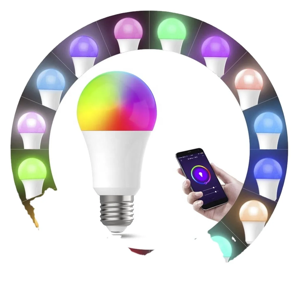 Tuya Google Home Alexa E27 LED WIFI Bulb Home Smart RGB   Wireless Control A60 LED Bulb LED Bulb Material Smart Led  Music Light