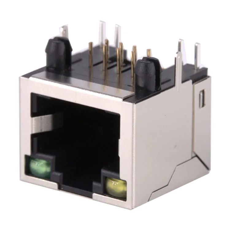 1 Port Jack Rj45 Conector Modular Tab Up 4 8 10 Way Pcb Board Shielded With Green/Yellow Led Factory Price 10 Pin Rj45 Connector