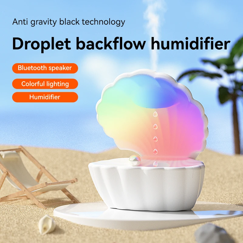Shell Anti Gravity Water Drop Air Humidifier 550ML BT Speaker Humidifier Diffuser Water Droplet Backflow Humidifier