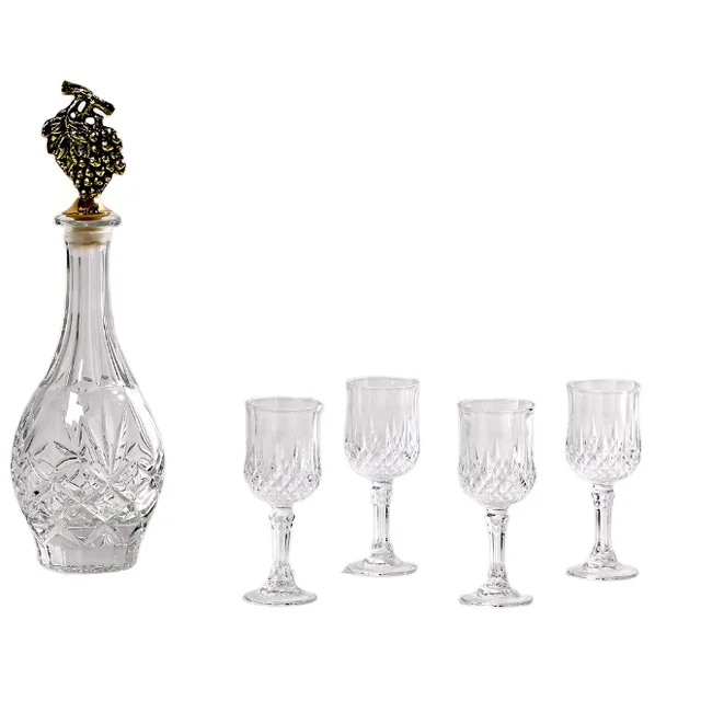 
2021 new arrivals home decor hip flask set gold grape shaped lid glass hip flask glass 