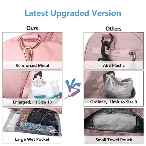 13 Color Custom Dry Wet Sport Duffel Holdall Training Yoga Travel Overnight Weekend Shoulder Tote Gym Bag with Shoes Compartment