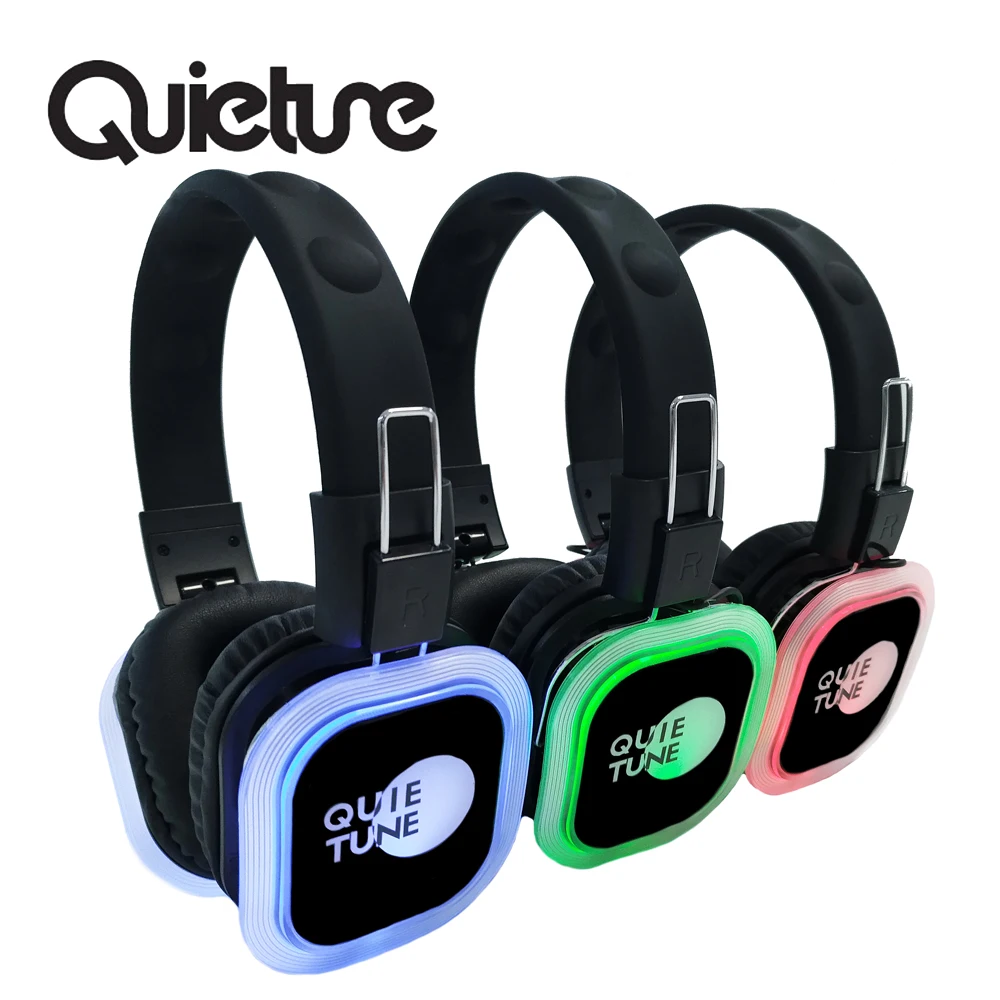 High Fidelity Sound Quality F39 HIFI Silent Disco Headphones for Parties with more Channels and Led Light in 500M Range