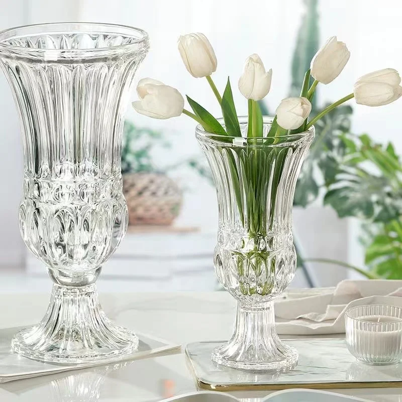 wholesale new  tall cone clear glass vase custom tall glass vases for wedding centerpieces