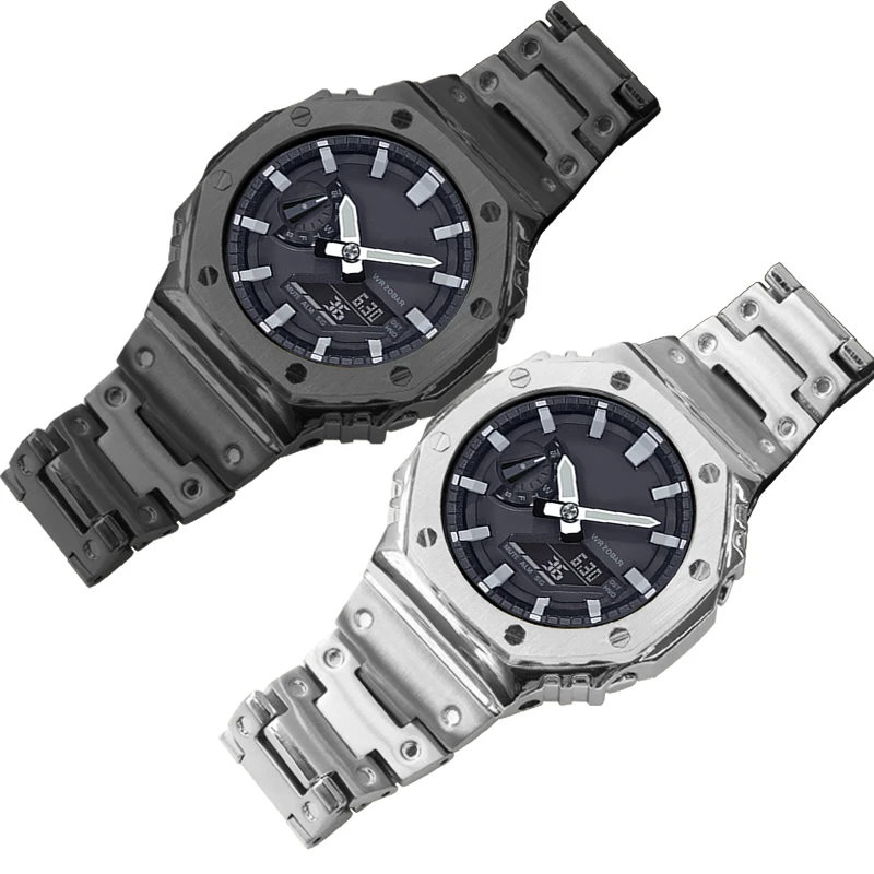 GA2100 316L Stainless Steel Watch Band Metal Strap Metal Case Modified Replacement for G Shock GA-2100/2110 Watch Accessories