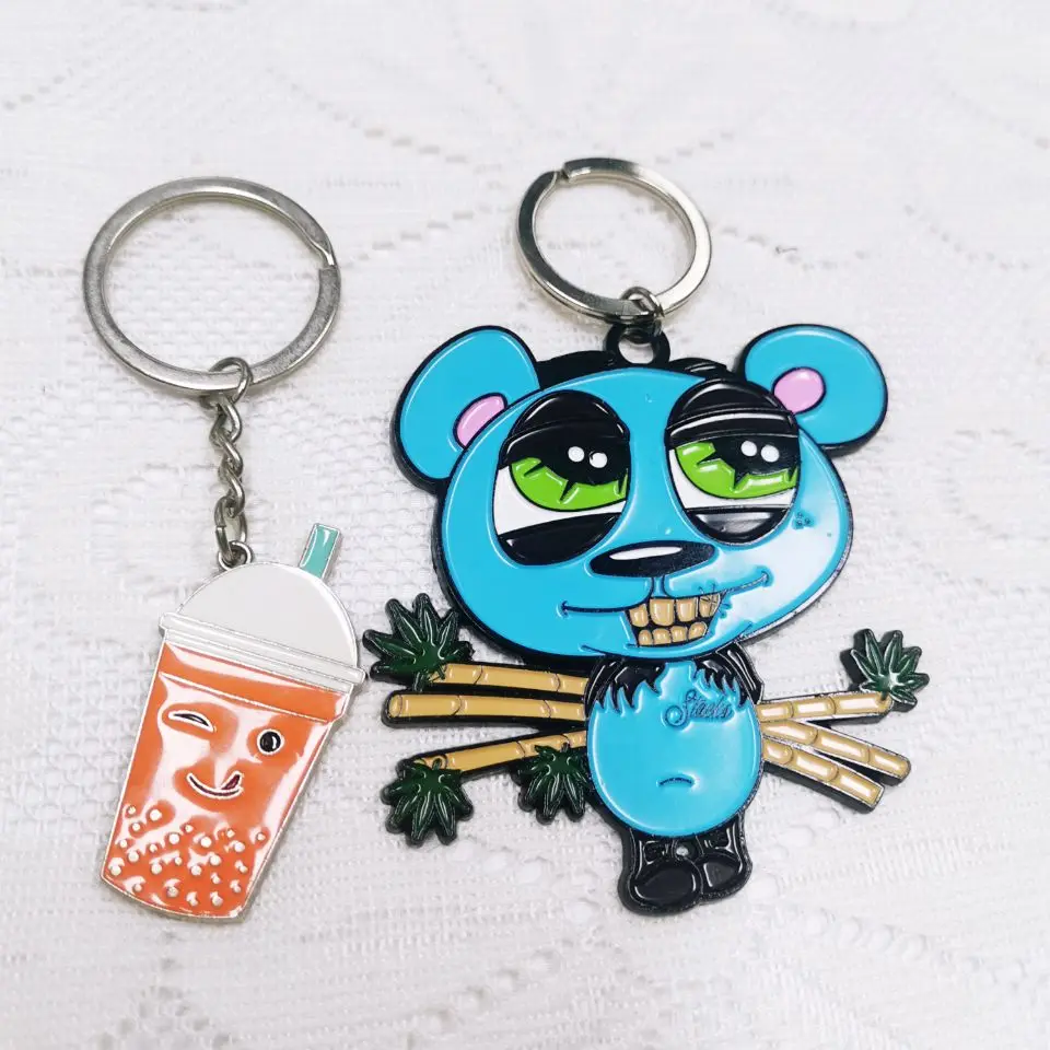 Pinsback Wholesale personalized Digimon Adventure 3d 2d animal cute Koala dolphin logo metal key chain custom dinosaur keychain