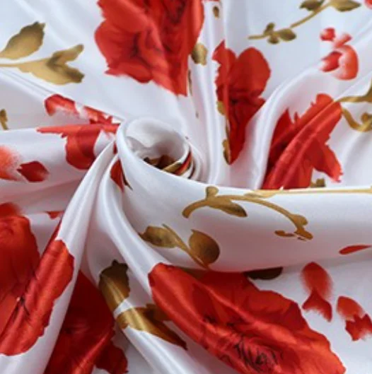 new design wholesale and customize digital fabric printed polyester satin fabric