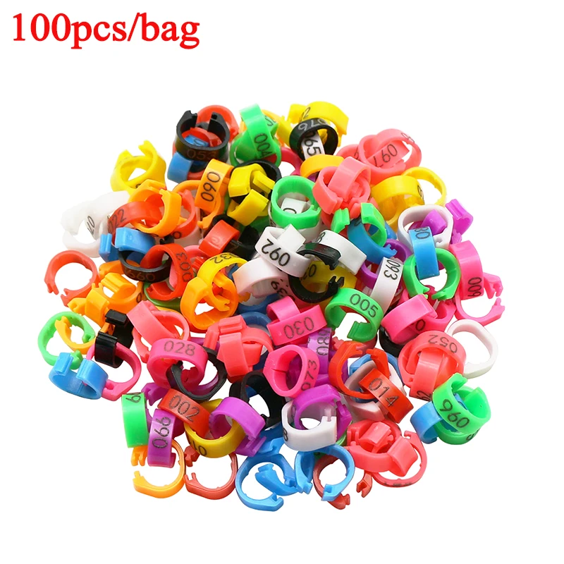 100 шт. 8 мм внутренний диаметр 5 ч пластиковое кольцо для ног голубя птицы пронумерованные (001-100)