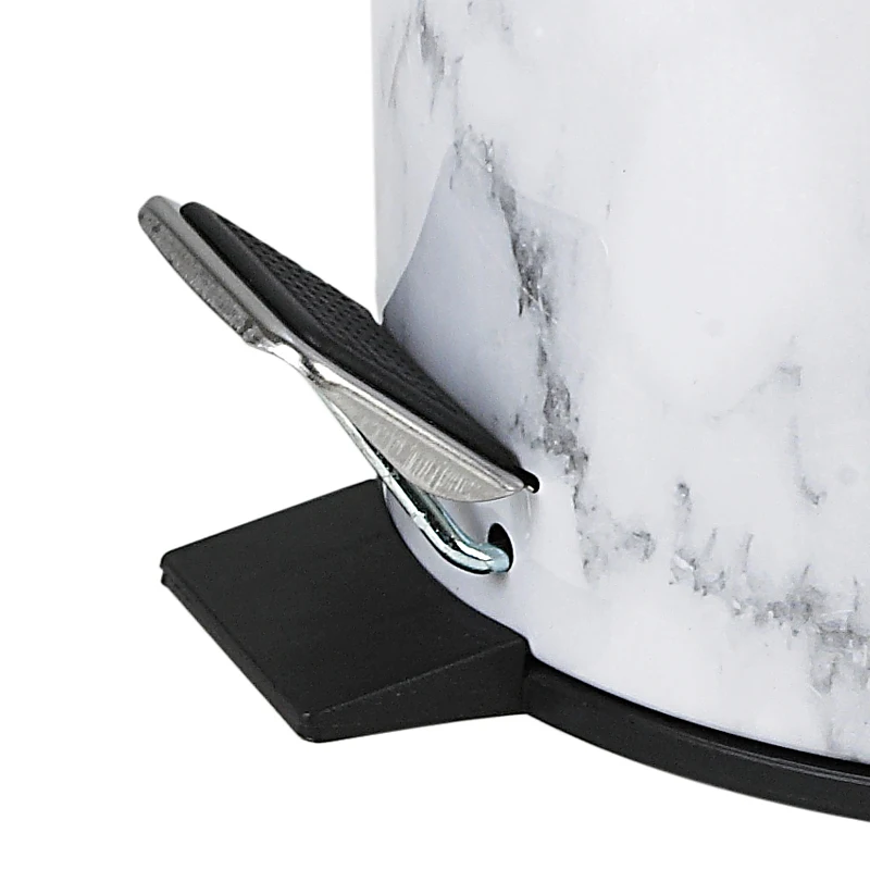 5L Marble Painting Waste Bin Stainless Steel Foot Operated Pedal Trash Can