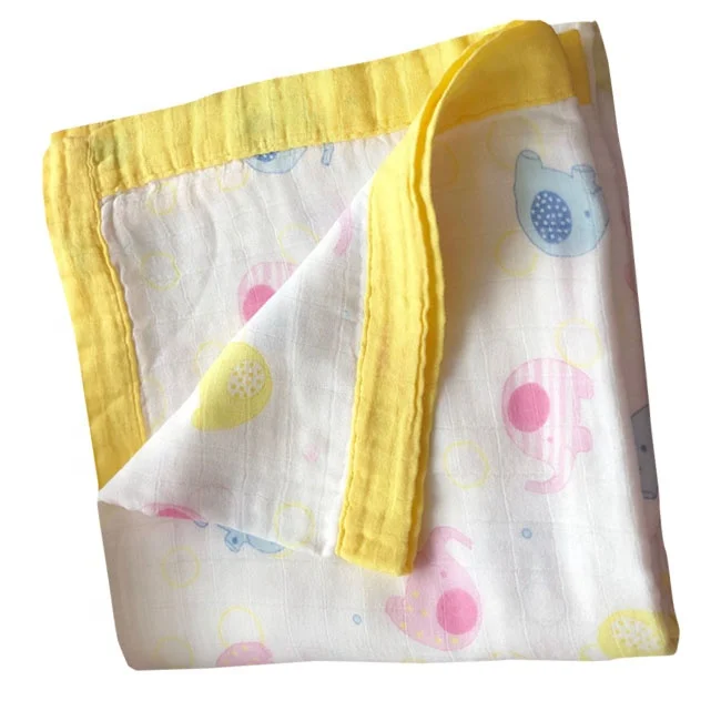wholesale 6 layer gauze soft baby custom design gauze Eco-Friendly printed muslin baby cotton blanket