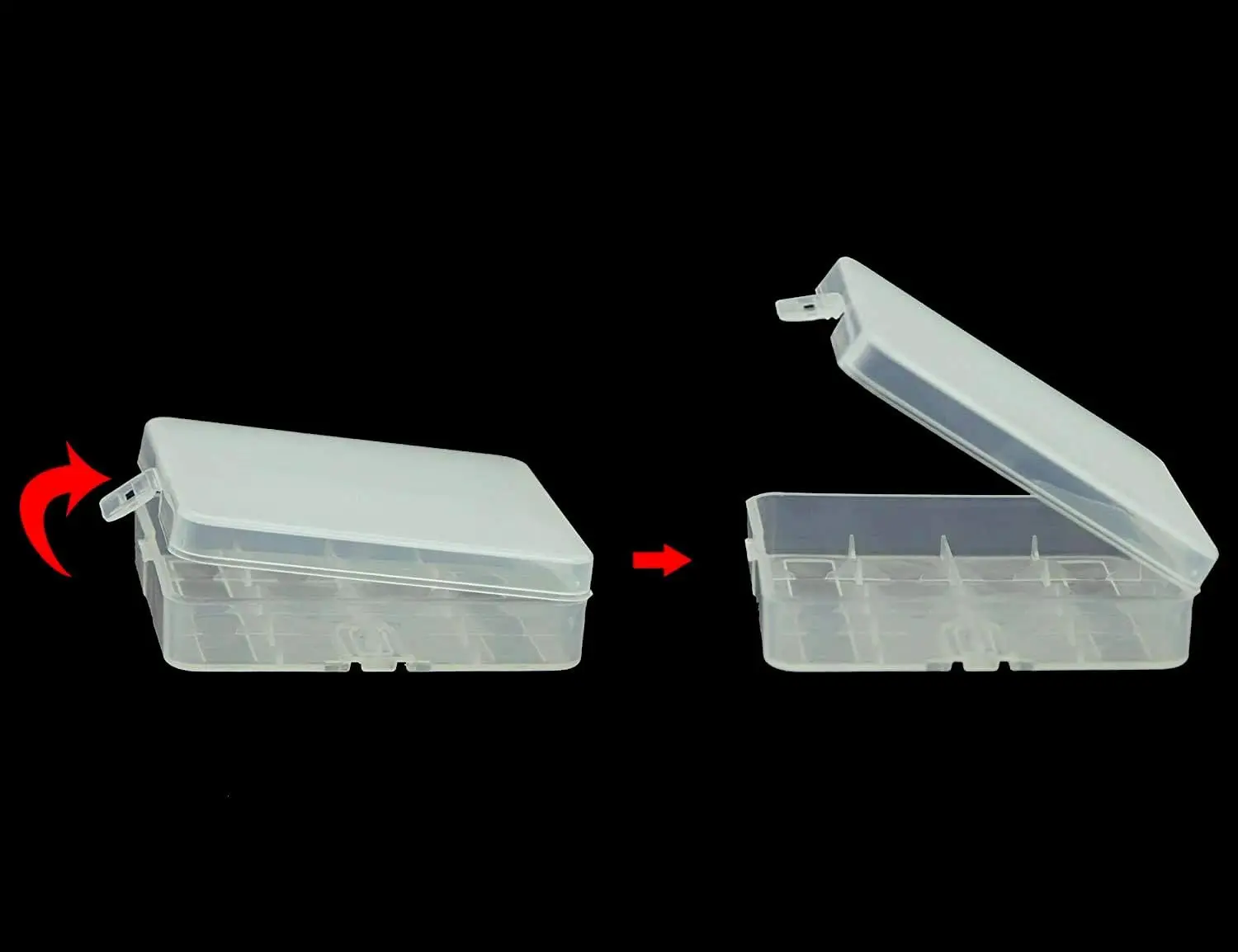 Pack of 4 18650 AA Plastic Battery Box Transport Box Storage Box for Batteries