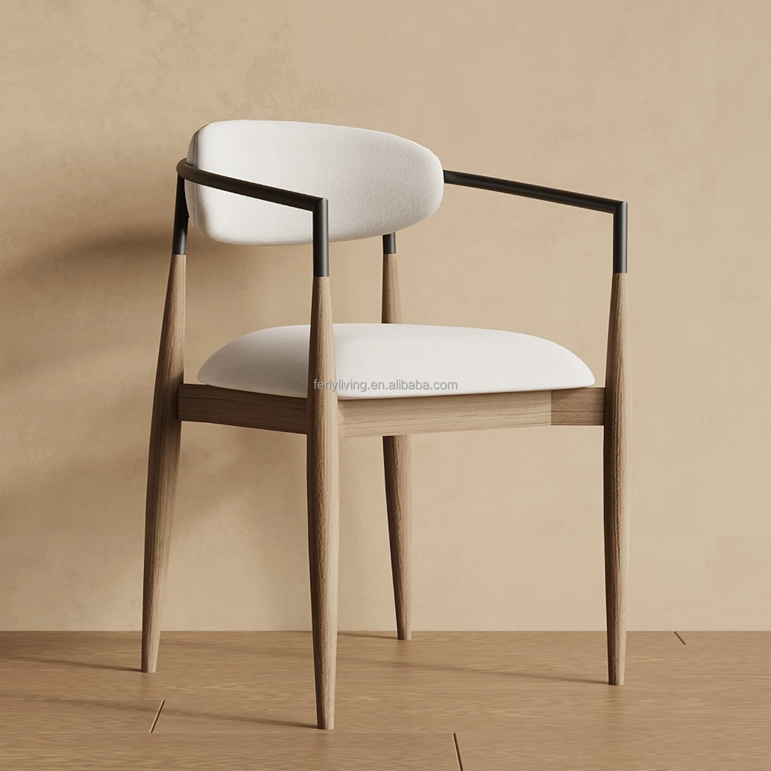 FERLY Custom Simplicity Dinning Table Set Dining Room Furniture Luxurious Oak Fabric Armrest Dining Room Chair