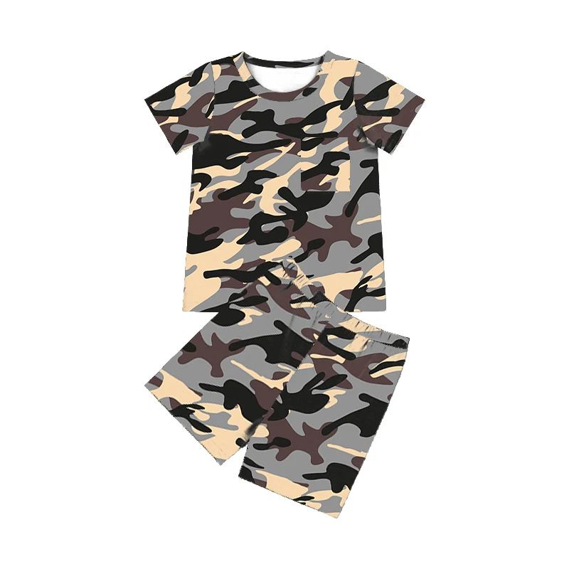 TZ-357-YXX Baby Boy Military Shorts Clothes Toddler Cooler Version of Dad Camouflage Print Tops Pants Summer Outfit 2Pcs Set