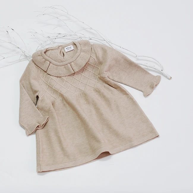 Autumn and winter baby wool knitted long-sleeved dress warm woolen dress