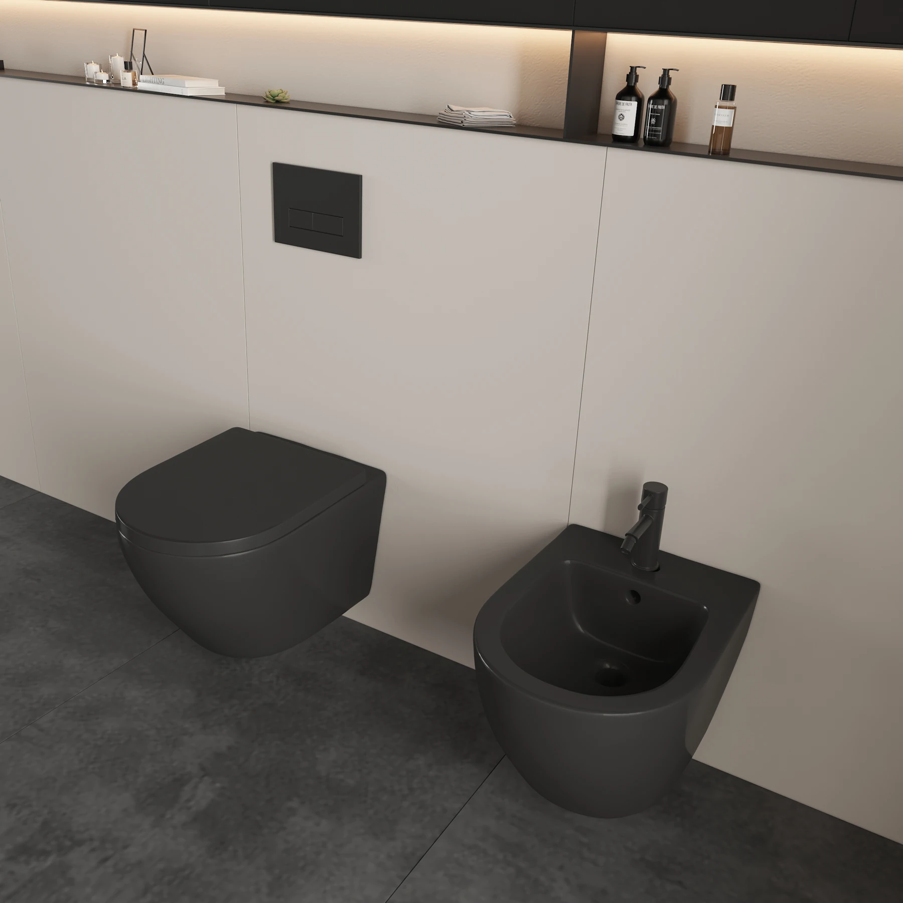 Joynfortune 2023 western style bathroom set matte black wall mounted toilet wall hung toiletee wc and bideet for hotel