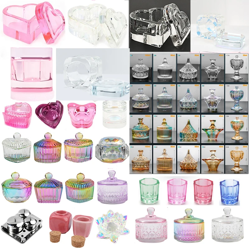 Crystal Nail Cup Cosmetic Container Crystal Bowl Manicure Brush Washing Cup Liquid Acrylic Monomer Crystal Dappen Dish