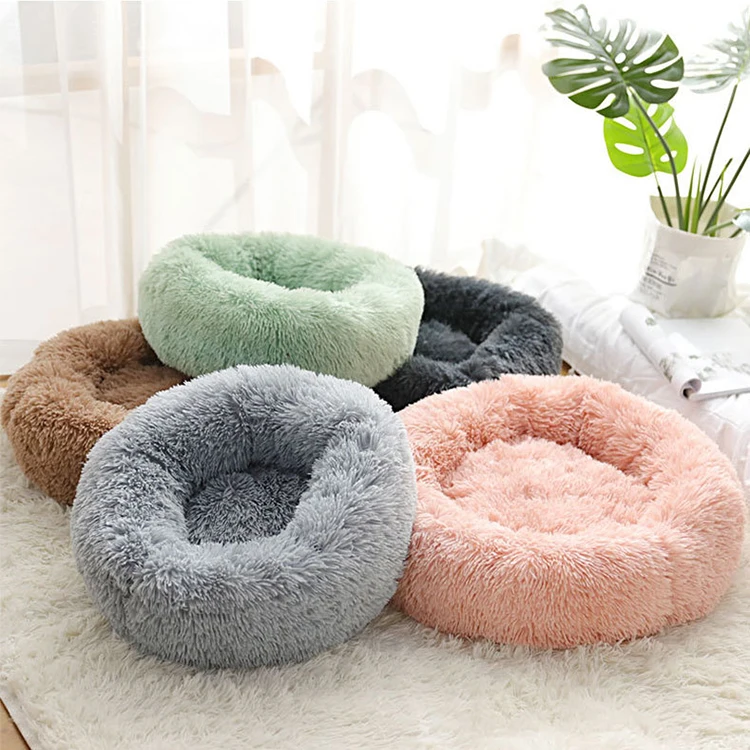 Pet Bed Dog Bed Pad Cat Round Cushion Comfortable Pillow Ultra Soft Plush Donut Sofa Machine Washable Mat Waterproof & Anti-Slip