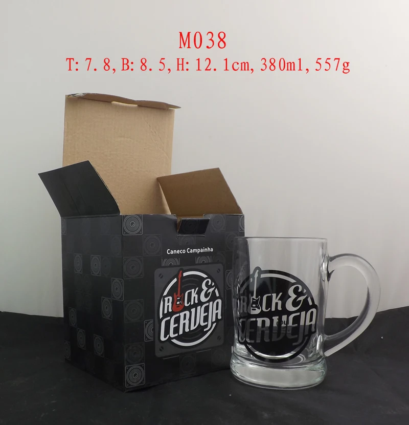 Classic 13oz high quality frosted beer glass mugs with handle beer steins and soft drinks glass cup