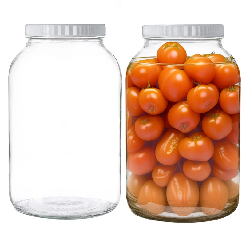 1 Gallon Glass Jar with Lid Wide Mouth Large Mason jars 128 oz Leak Proof Airtight Metal Lid and plastic lids