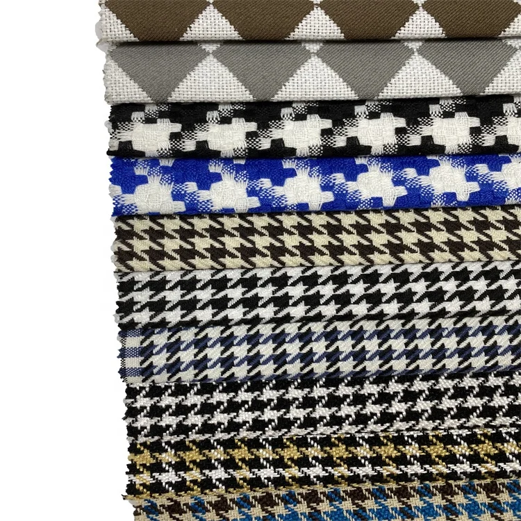 Cotton-polyester mixed houndstooth pattern home textile fabric luggage/clothing jacquard fabric
