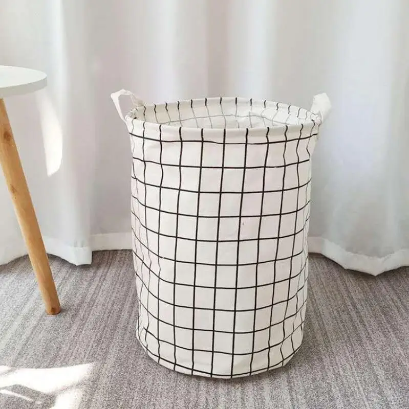 Collapsible Simple Waterproof and Colorful Linen Fabric Laundry Basket Household Storage Bag
