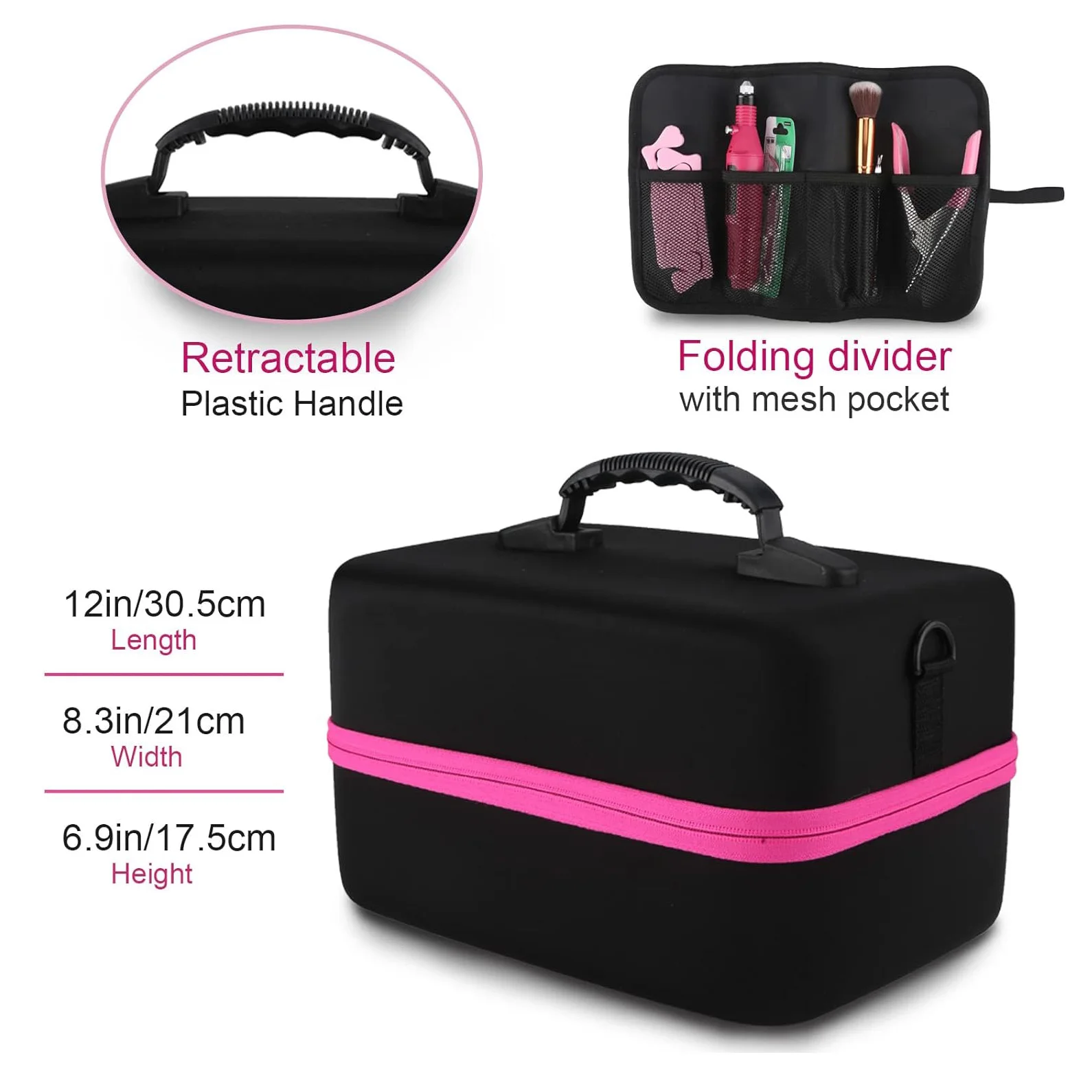 Detachable Portable Layers Nail Polish Storage Organizer Bag Nail Polish Carrying Case Makeup Case