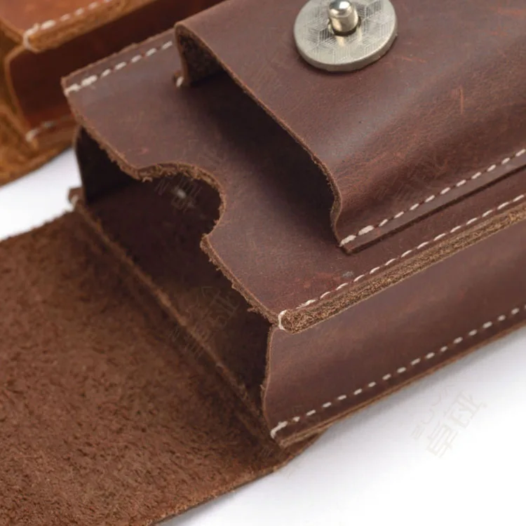 Crazy Horse Leather 20pcs Cigarette Case Genuine Leather Cigarette Cover With Pouch Lighter Holder for Gifts