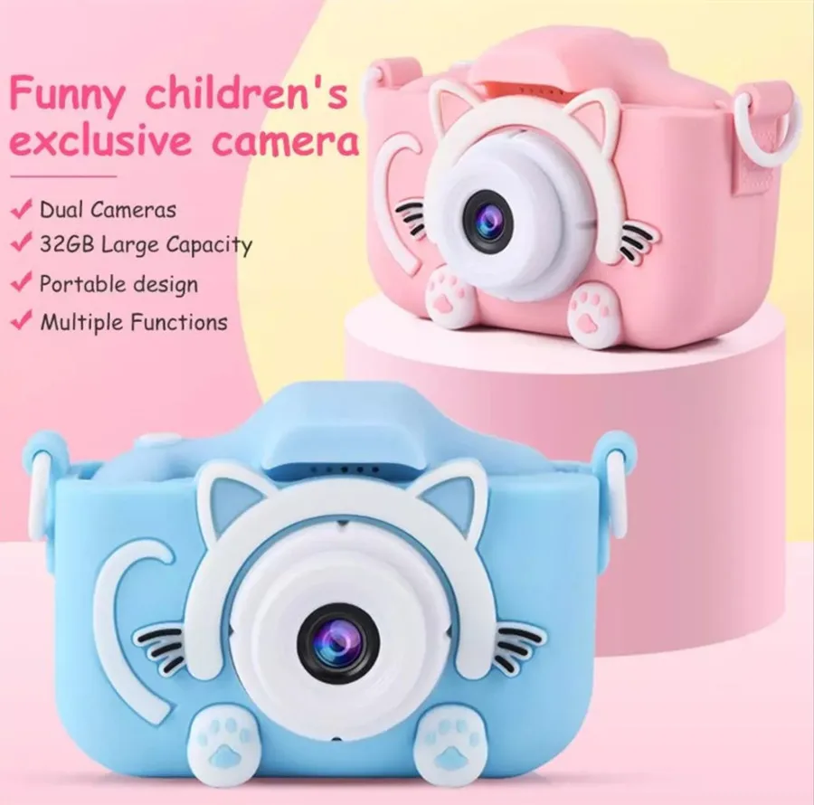 Cartoon Kids digital Camera Children fun instant Camera Built-In Games 2.0 Inch 2000W Kids Photo video Camera