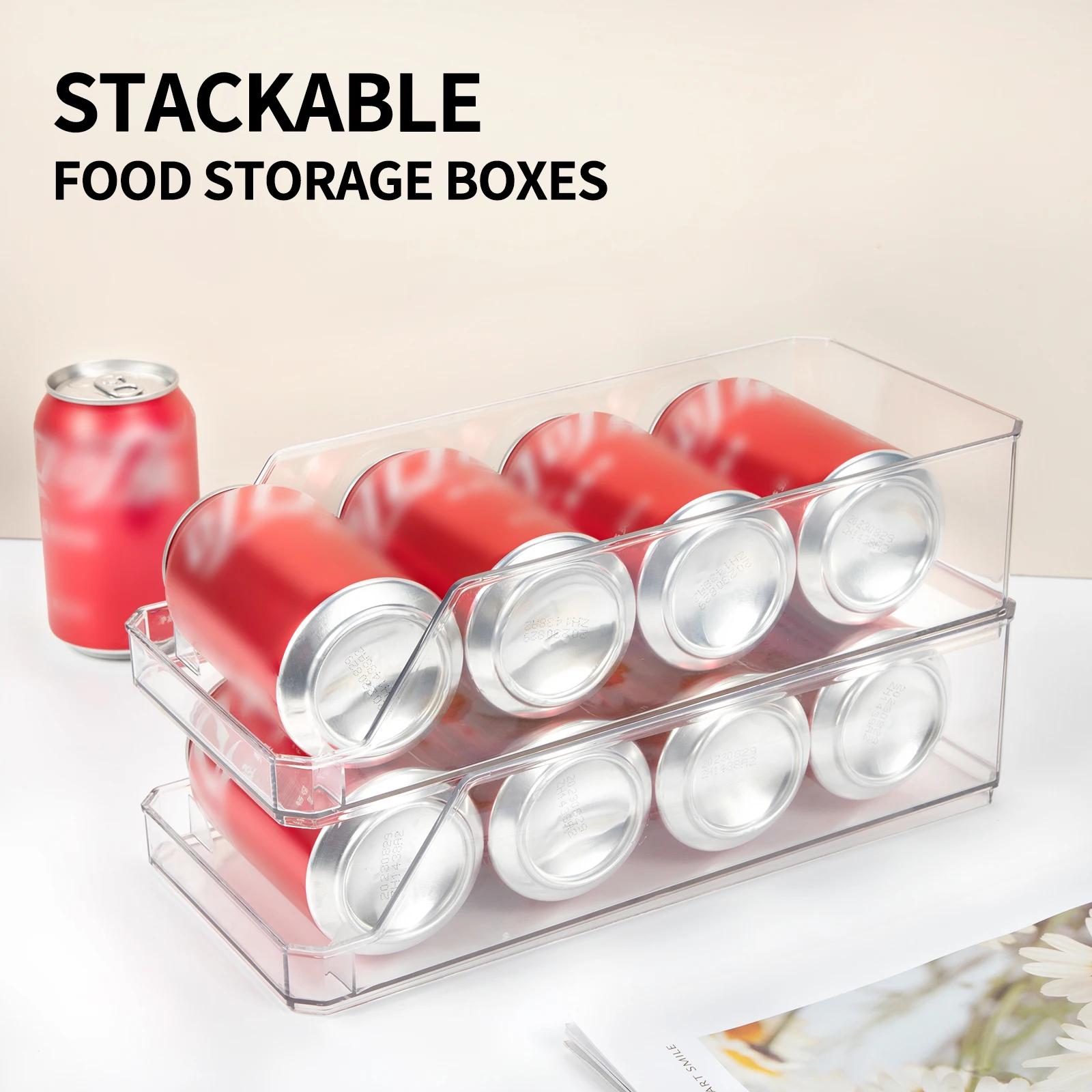 Kitchen Plastic Pantry Can Fridge Freezer Storage Organizer Clear Soda Can Dispenser