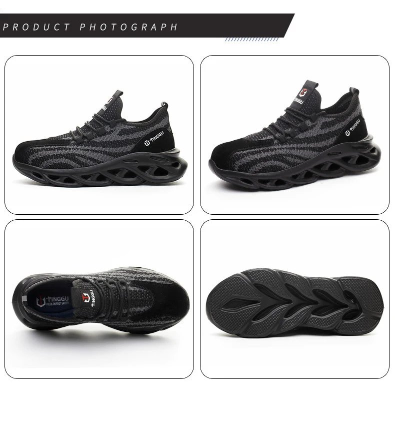 Промышленная защитная обувь для работы, повседневные кроссовки, мужская защитная обувь, противоскользящая Мужская Рабочая обувь с вязаным стальным носком