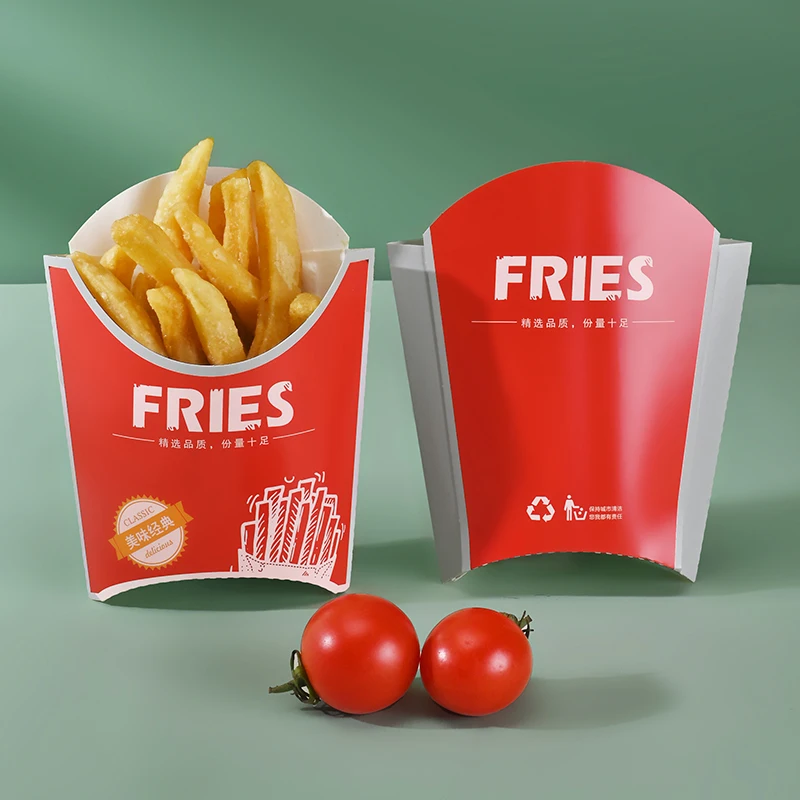 Disposable Personalized Snack French Fry Box Custom Wholesale Printed French Fry Boxes Food Tray Packaging