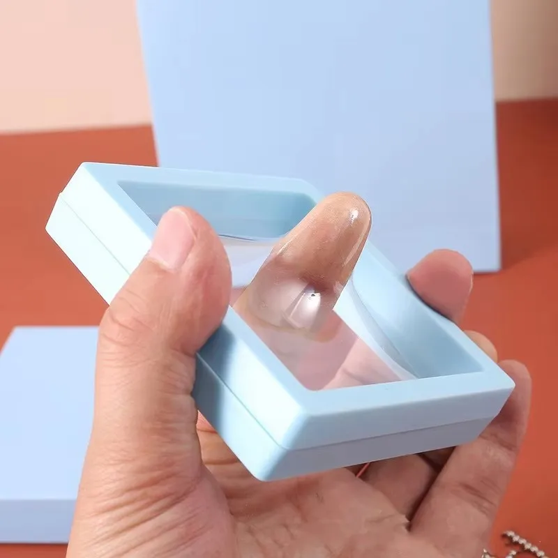 Clear PE Film Packaging Box Case Custom 3D Membrane Floating Frame Holder Stand Necklace Floating Jewelry Display Box
